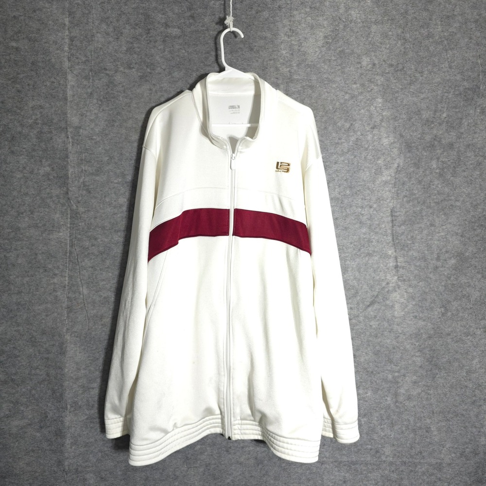 Nike LeBron James Track Jacket Mens 3XL White Maroon Full Zip Basketball Crown‎